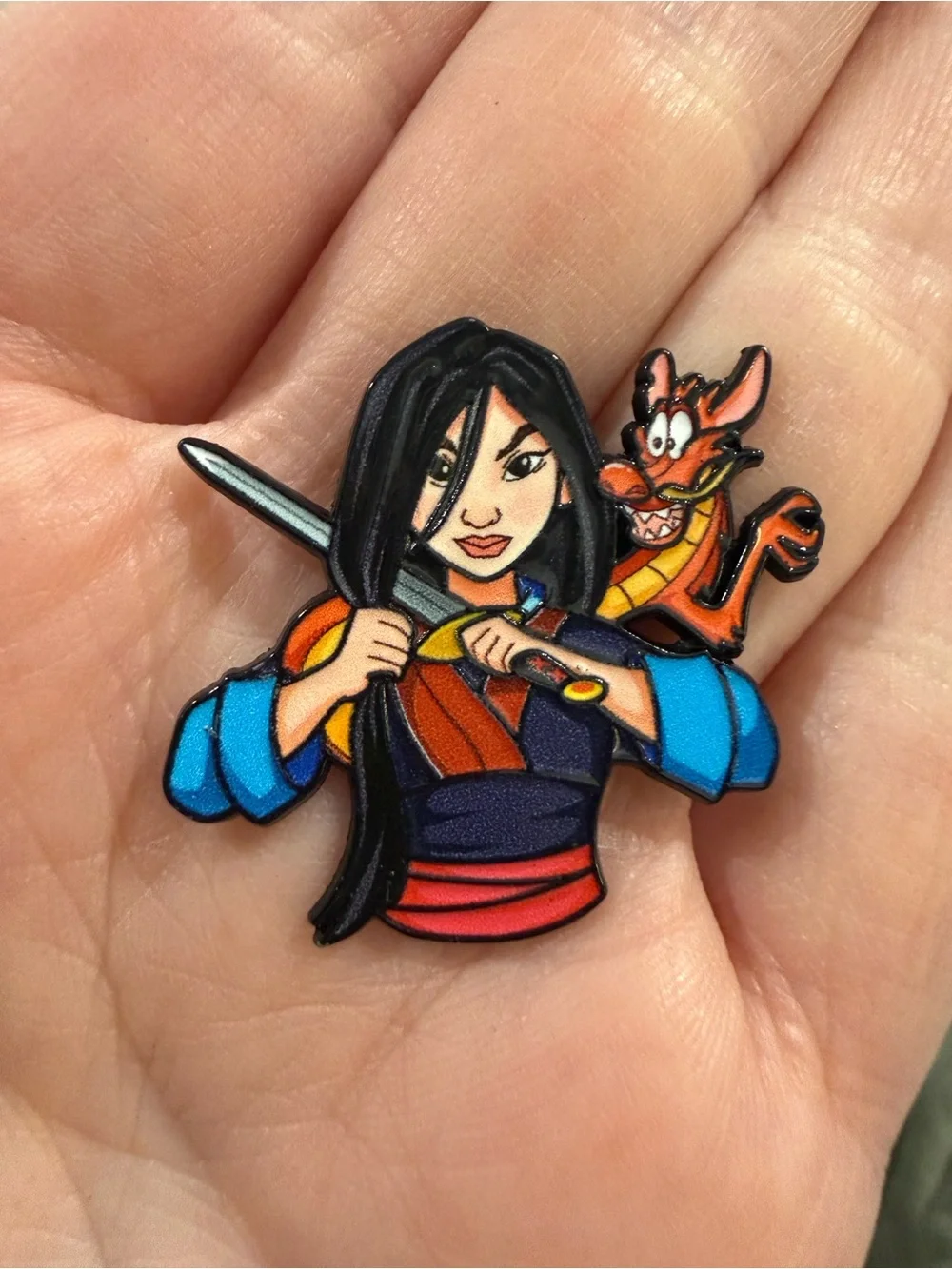 Mulan Character Enamel Brooch — Multicolor